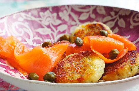 Garlic and Yogurt Potato Cakes with Smoked Salmon thumb